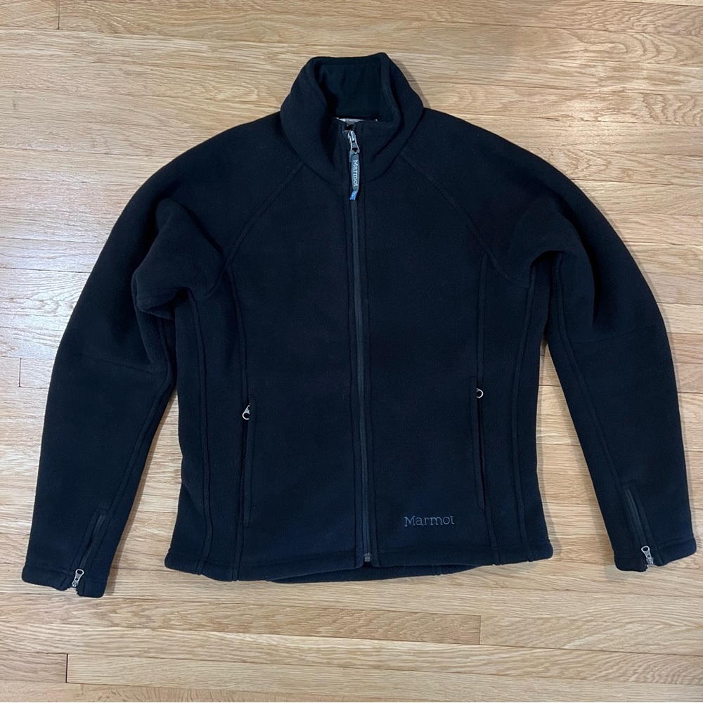 Women’s Marmot Black Sz Small Coat, Thick Fleece Full Zip Up Jacket Warm Outdoor